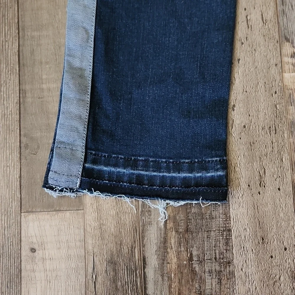Dear John Raven‎ Womens 3 Snap Raw Hem Jeans Size 27 Zip Button Racing Stripe